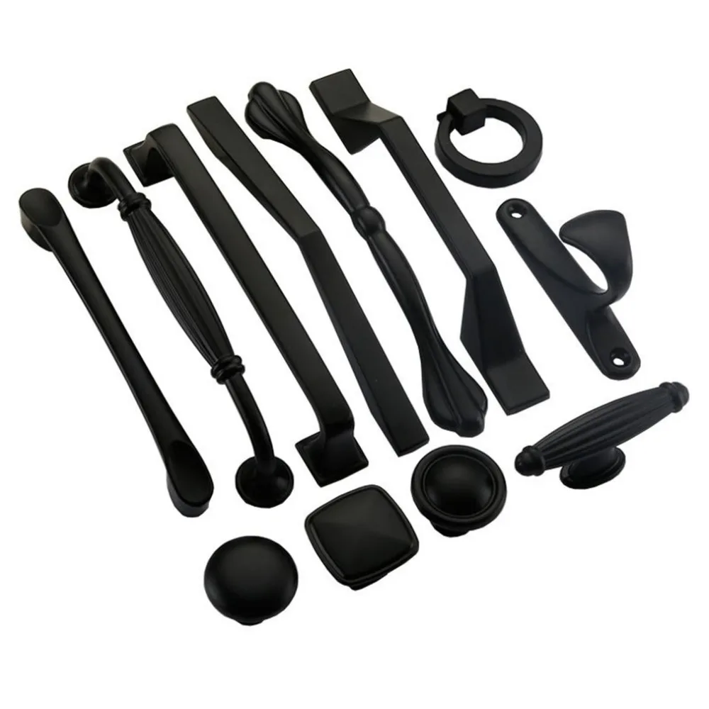 Черные дверные ручки для шкафа кухонные мебели аксессуары|Ручки шкафа| |