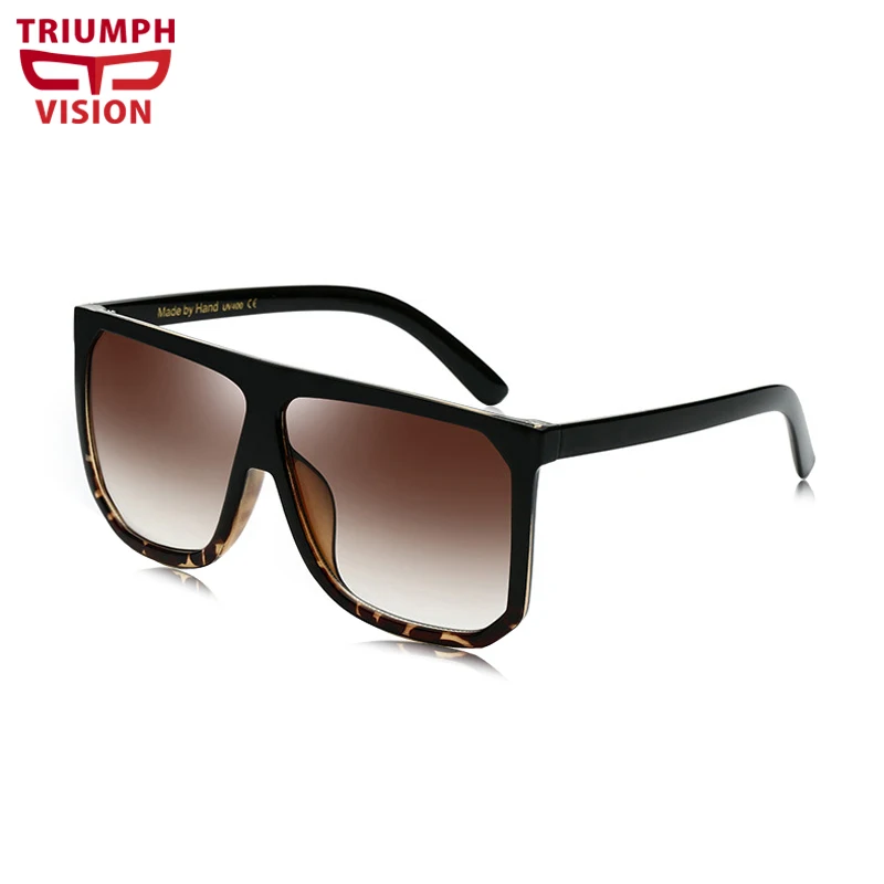 TRIUMPH VISION, солнцезащитные очки с плоским верхом, оттенки, для женщин и мужчин, негабаритный квадратный цельный дизайн, солнцезащитные очки, градиентные Черепаховые, новинка - Цвет линз: 003