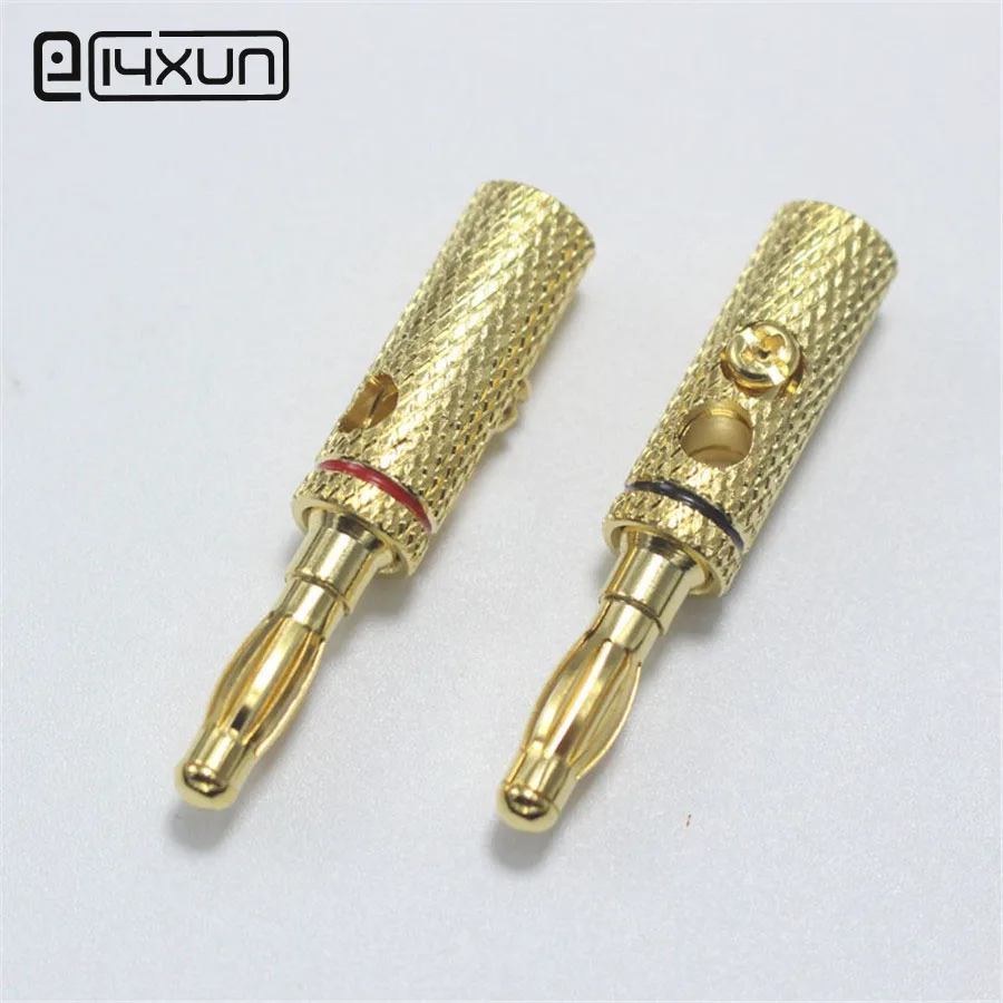 EClyxun 1 шт. позолоченный Красный Черный 4 мм аудиотерминал Банановый штекер для