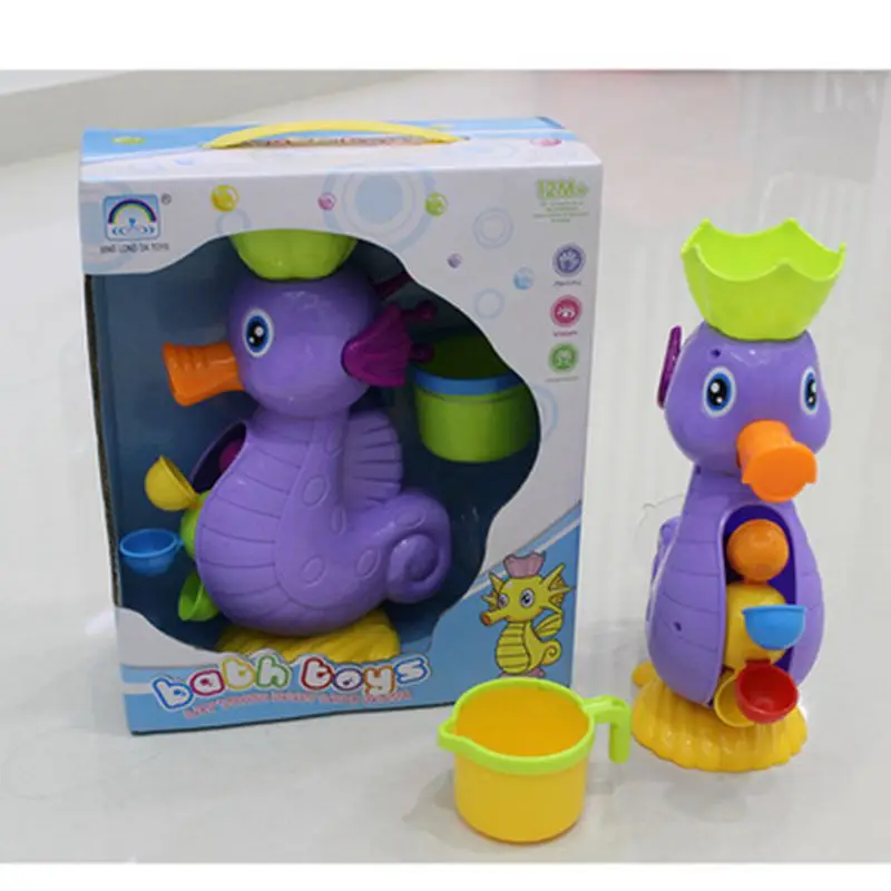 seahorse Детские Игрушки для ванны, утка, водяное колесо, игрушки для детей, водяные игрушки для детей, детская игрушка для душа, детский кран для купания, инструмент для распыления воды - Цвет: seahorse