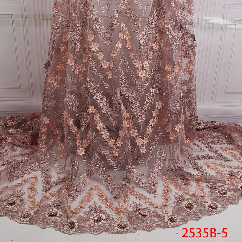 Beautiful Black nigerian lace fabric 3 D Flowers French Lace Fabrics For Wedding Dress Tulle Nigerian Fabric XZ2535B-1 | Дом и сад
