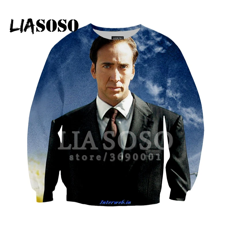 LIASOSO, новинка, толстовка, худи, 3d принт, Николя, клетка, смешное лицо, кинозвезда, для мужчин и женщин, повседневные пуловеры, круглый вырез, длинный рукав, X1394 - Цвет: 4