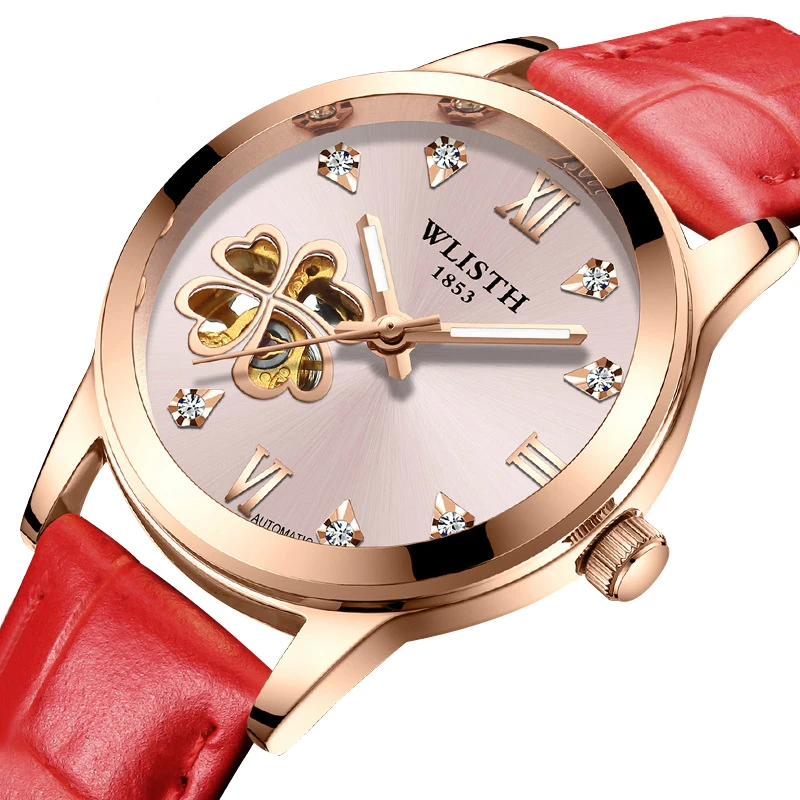 Женские автоматические механические часы в форме сердца светящиеся