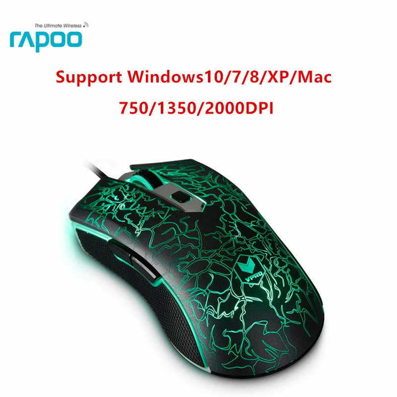 Rapoo V15 USB Проводная компьютерная мышь, оптическая игровая мышь Mause 2000 dpi, 5 кнопок, светильник, вес, светодиодный, игровая мышь для ноутбука, ПК, геймера