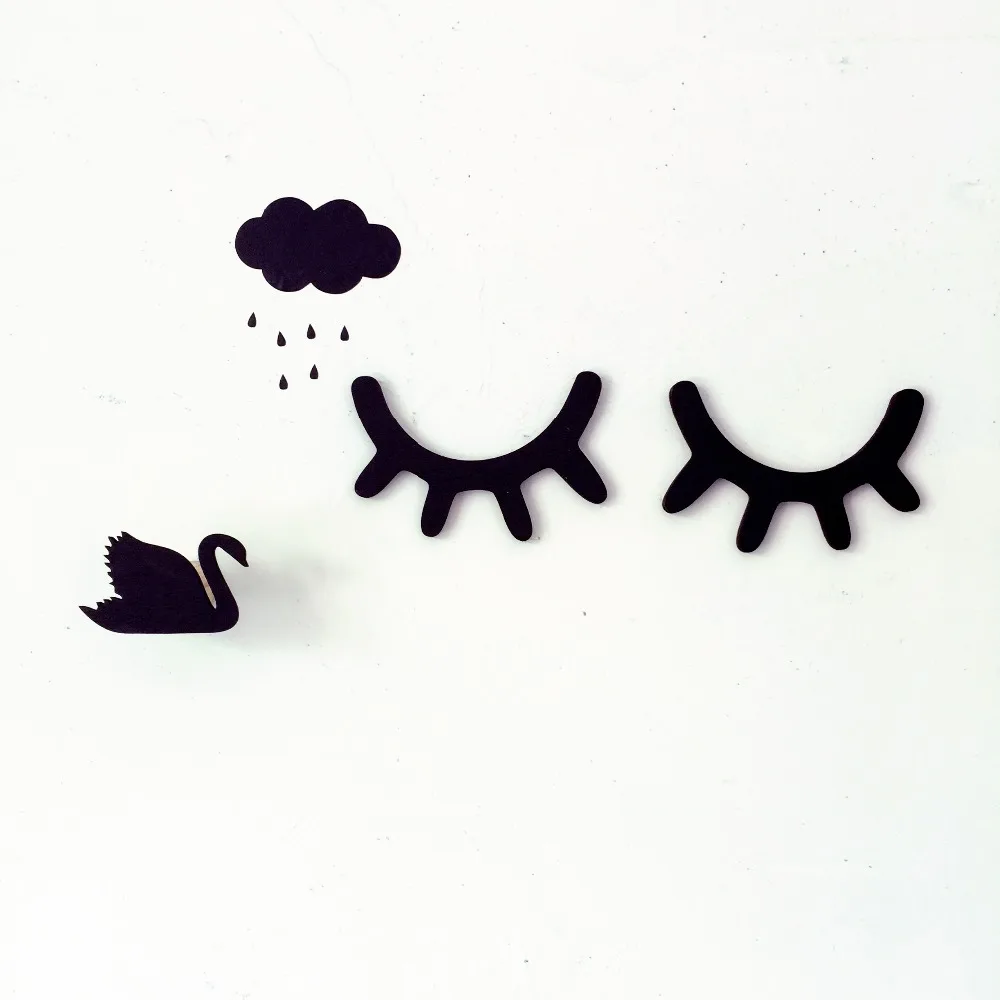 

Cute wood eyelash wall ornament home Home Furnishing eyelash baby room pose decorative wooden ornaments kids present