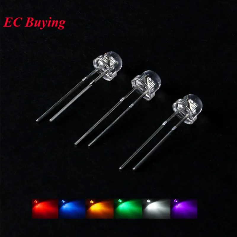100 шт. 5 мм LED диод DIY Kit соломенная шляпа светодиодные диоды белый желтый красный