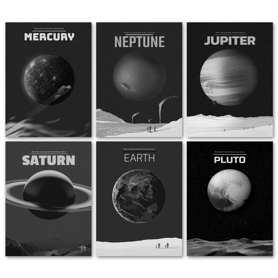 Mercury Saturn Pluto Venus Earth Neptune Planet настенная живопись холст скандинавские постеры и