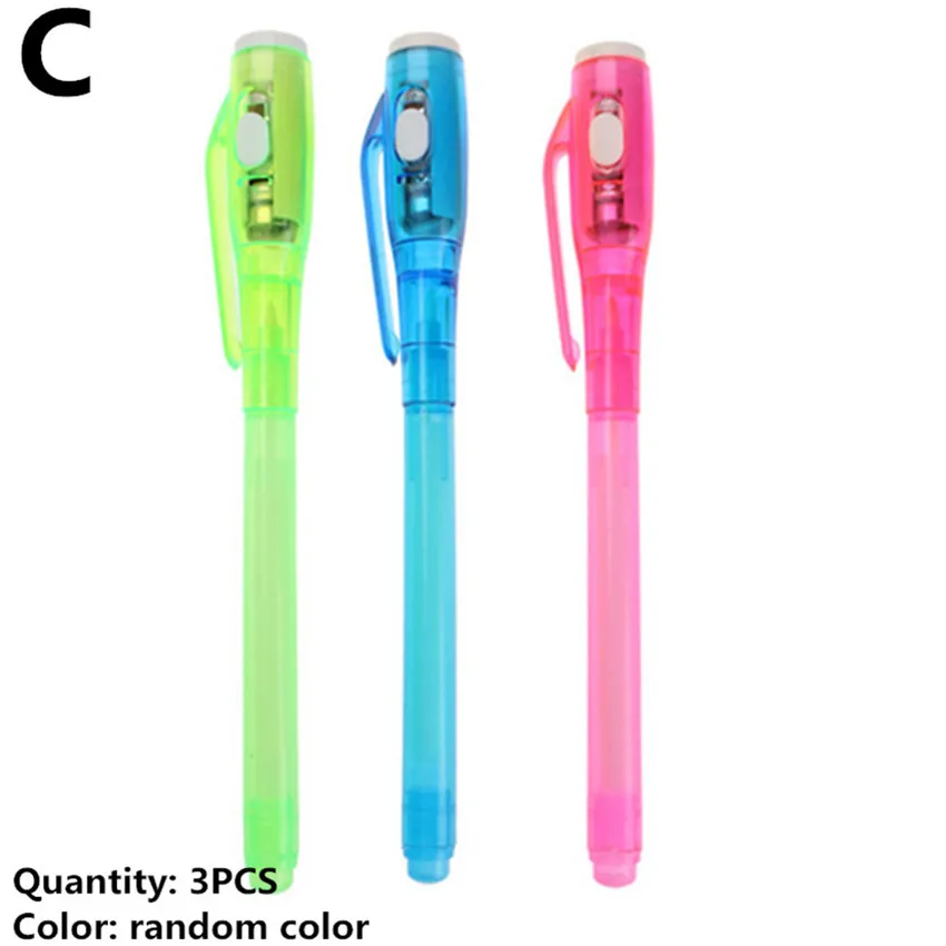 3PCS Pen 1 шт. A4 A5 светодиодный светящийся чертежный щит для рисования граффити, планшет для рисования, волшебное рисование, светильник-забавная флуоресцентная ручка, обучающая игрушка - Color: 3PCS Pen