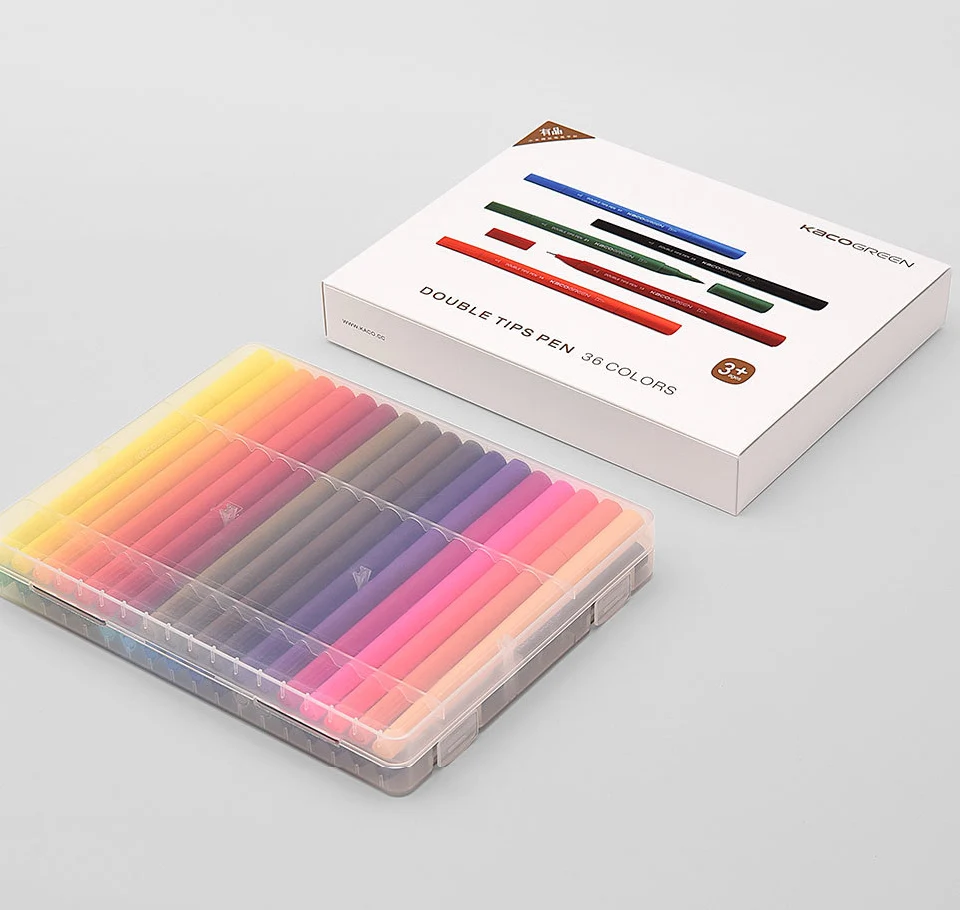 Xiaomi KACO ARTIST 36 цветов двойные кончики акварельные ручки живопись граффити арт Маркеры Набор для рисования нетоксичный безопасный детский подарок