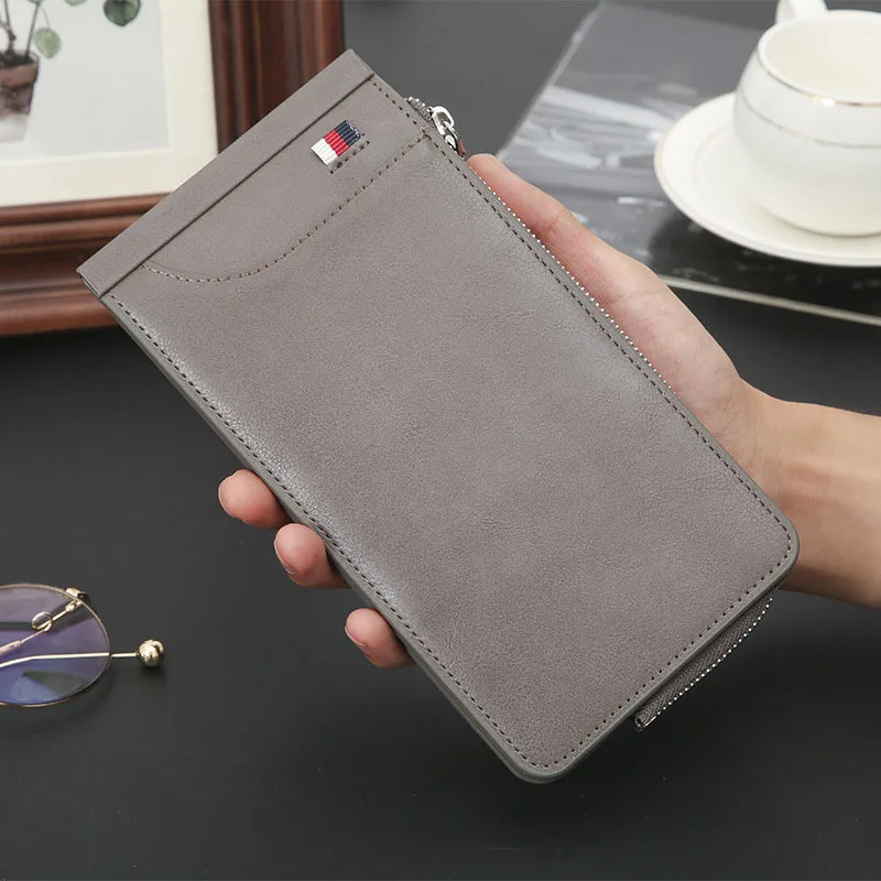 CPJ-02 Dark gray Новинка, Мужской и Женский Длинный кошелек, Повседневный, Ретро стиль, модный, масло, воск, кожа, 26 карт, многофункциональная сумка для карт, кошелек - Цвет: CPJ-02 Dark gray