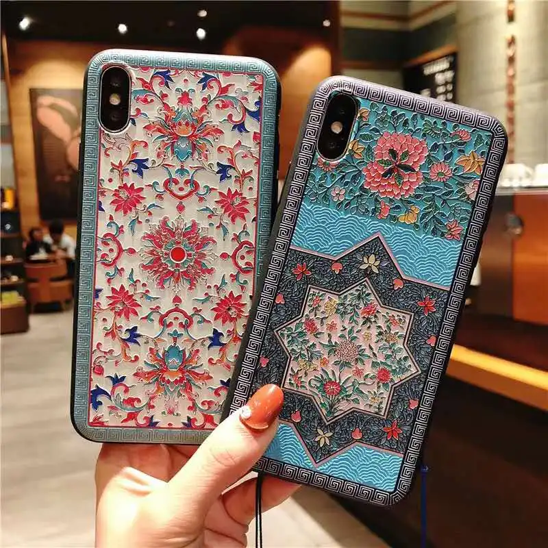 Mi8 Chinese traditional embroidery craft Phone Case For Xiaomi Mi A1 A2 3D Relief 6x 5x Mix2 Mix2s |
