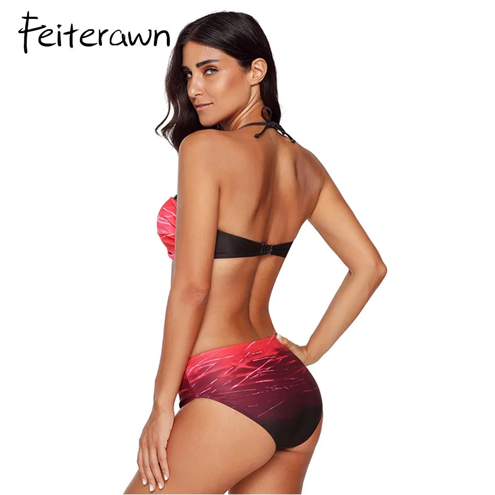 Feiterawn Push Up комплект бикини Для женщин купальники короткий топ купальные костюмы