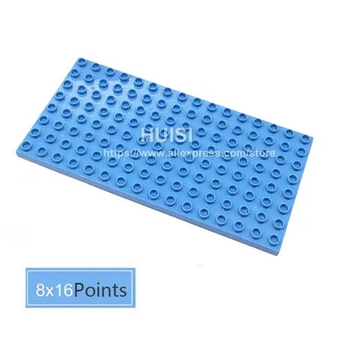 Duplo Совместимость с лего Дети DIY игрушки ABS пластик строительные игрушки блоки кирпичи части 8x8 развивающие обучающие игрушки для ребенка 3 лет - Цвет: 8x16 Light Blue