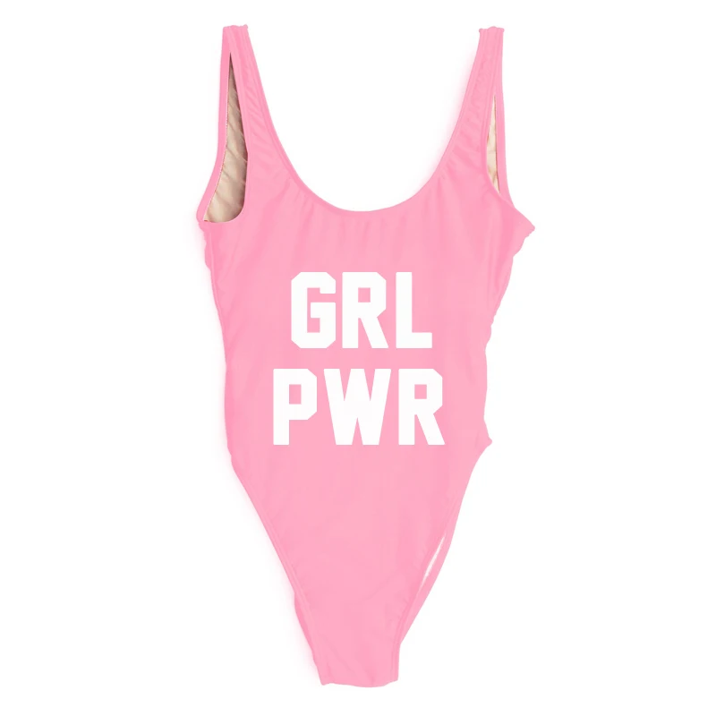 GRL PWR купальник с высоким вырезом Цельный фиолетовое бикини буквенным принтом