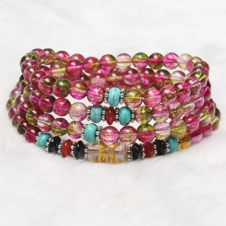 

Оптовая продажа, 6 мм, 108 бусины, 7 цветов, бусины из натурального арбуза, круглые шармы, подарок на удачу, браслеты для женщин, ювелирные издел...