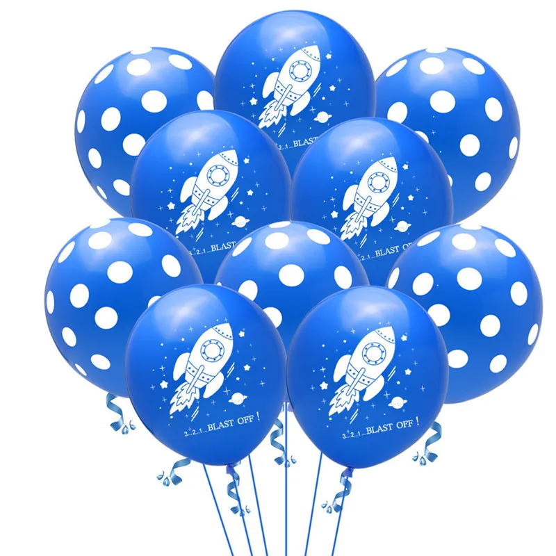 10pcs Astronaut Spacecraft Agate Dot Balloon Set Blue Black Space Latex Balloons Air Globos Baby Birthday Party Decoration Toys | Дом и сад