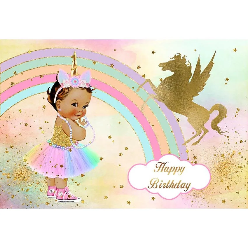 

Фон для фотосъемки с радугой виниловая ткань Золотой Единорог детский день рождения Фотофон для фотостудии fotografia