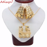 adixyn two desigh square earringspendantnecklace rose gold color jewelry set for women gifts n031915