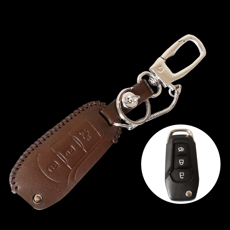 brown 2 Lsrtw2017 натуральная кожа ключ автомобиля сумка для Ford Kuga Escape - Название цвета: brown 2