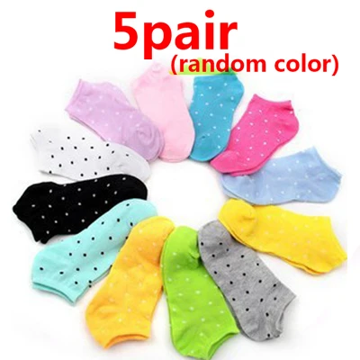 5Pair 5 пар = 10 шт. теплые удобные хлопковые женские носки для девочек короткие носки женские невидимые носки Chaussettes Meias - Цвет: 5Pair
