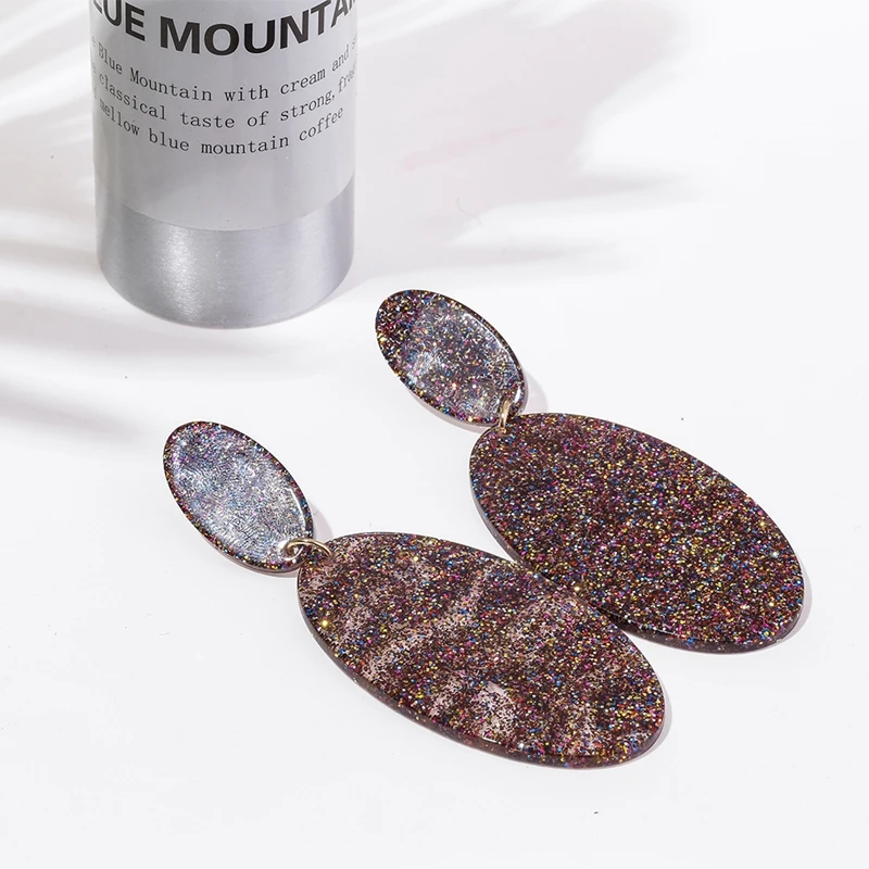 Coolshine Trendy Acrylic oval Hyperbole Starry Sand Drop Earrings for Women Statement Charming Christmas Gift Wholesale Fashion | Украшения