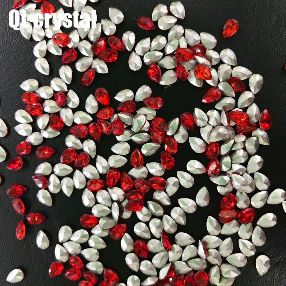 QL Crystal 4x6mm Red Teardrop Pointback Rhinestone High Quality for Jewelry Making DIY Accessories | Дом и сад