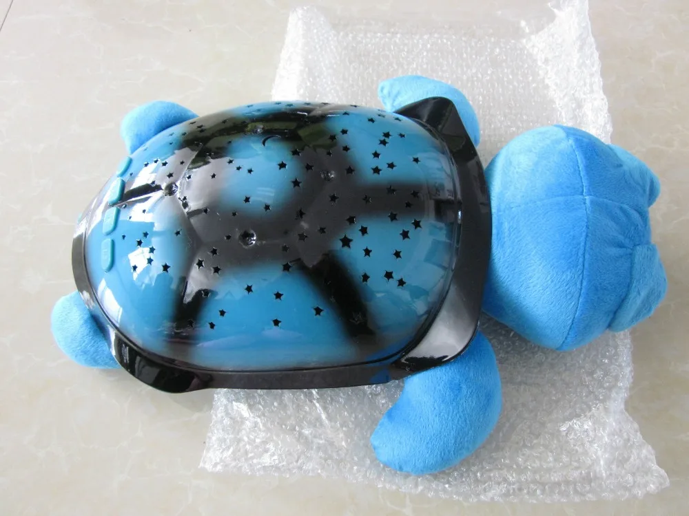 Drop shipping 4 Colors LED big eye Turtle night light+USB Music star projector lamp Star Projector Lamp without original box |
