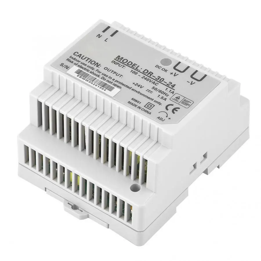 DR 30 24 30W одиночный выход 24V Din Rail источник питания AC/DC импульсный