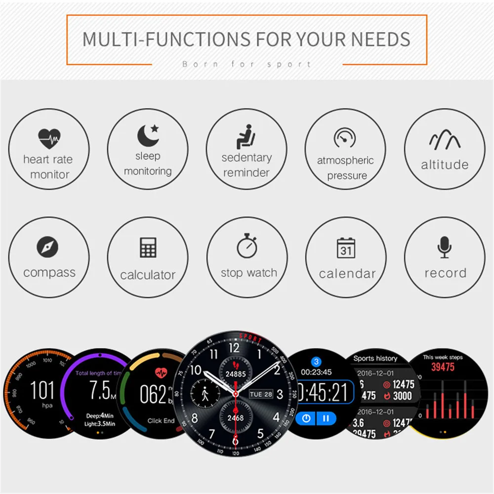 MODOSON gps Смарт часы L1 монитор сердечного ритма Смарт часы фитнес трекер часы для samsung huawei Xiaomi LG sony ios Apple iphone