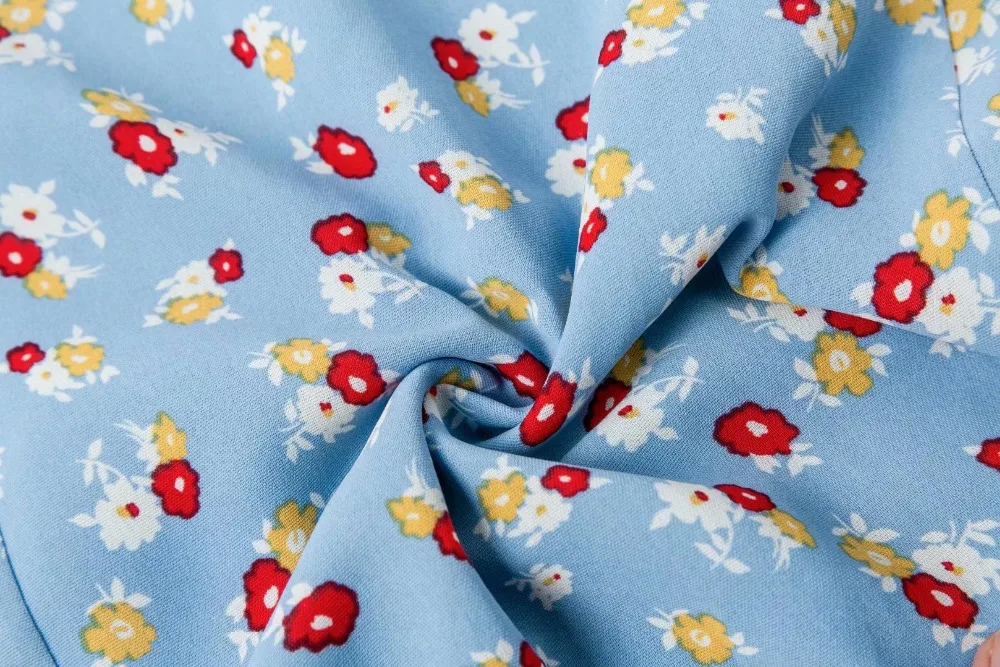 Женская летняя шикарная синяя юбка с цветочным принтом 2019 миди запахом на талии