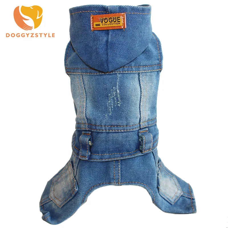 DOGGYZ стильный джинсовый комбинезон для питомцев зимний теплый на четыре ноги