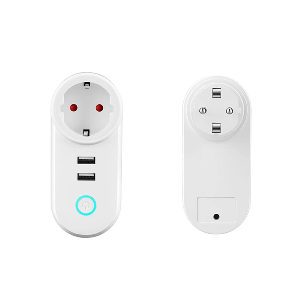 Умная вилка Wifi умная розетка для монитора питания двойной USB работает с Google Home Mini