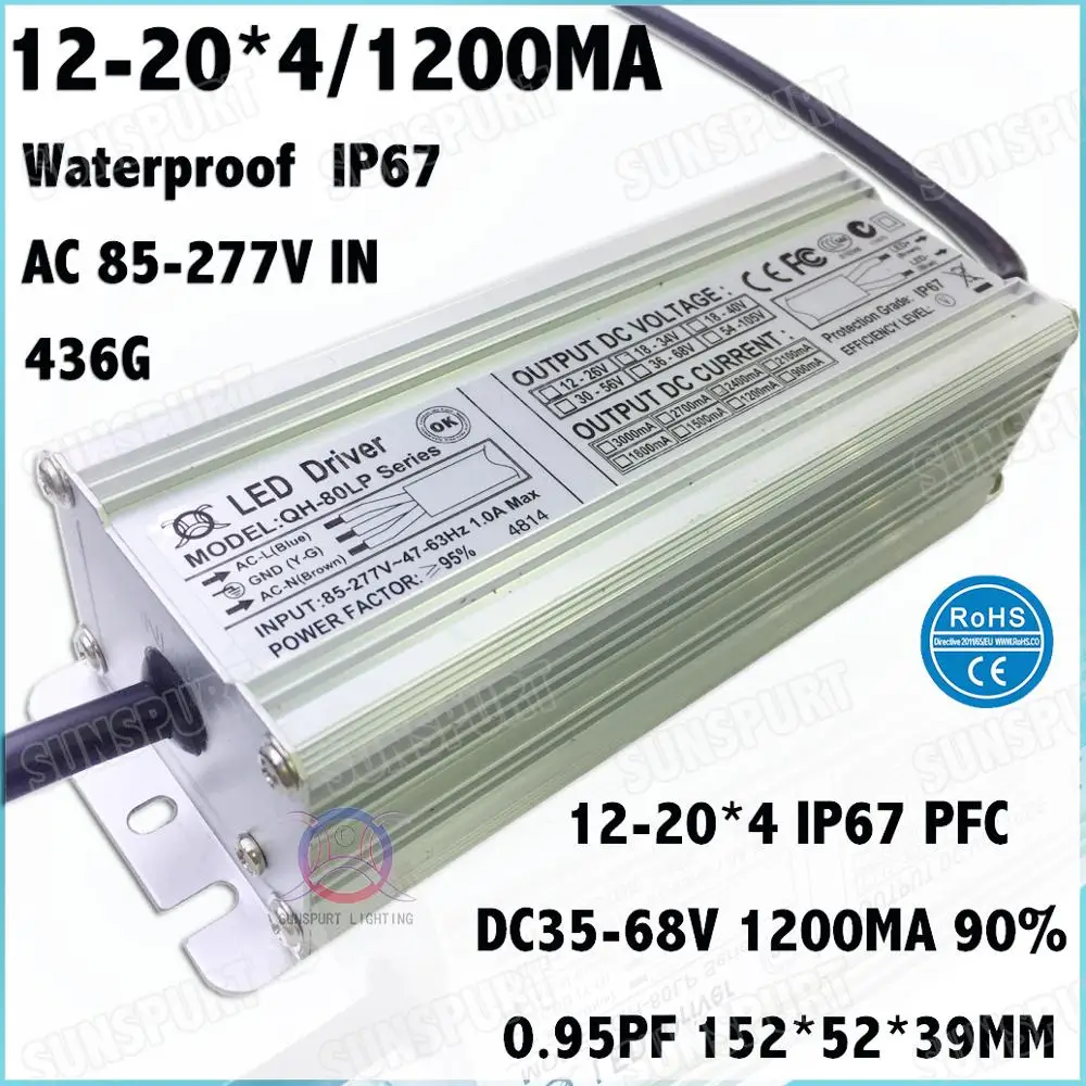 Водонепроницаемый светодиодный драйвер IP67 PF 40 300 Вт 12 20series 3 параллельный а А adc35 68