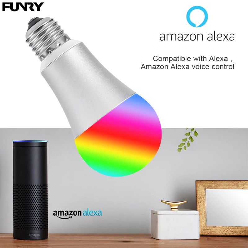 FUNRY WI-FI Smart RGB Цвет Изменение лампа Smart WI-FI светодиодные лампы затемнения E27 основание светильника WI-FI Smart лампы работают С Alexa