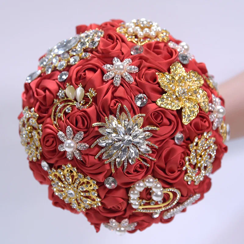 

AYiCuthia Hot Sale Crystal Diamond Jeweled Bouquet De Mariage Luxurious Bride Bouquet Buque De Noiva Wedding Bouquet S76