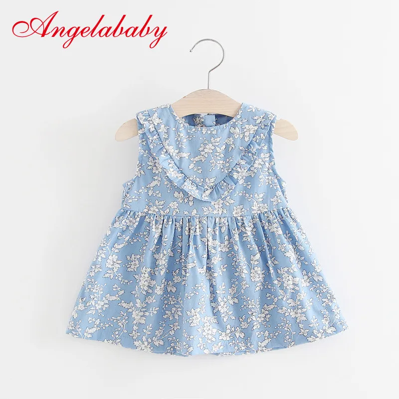 Платья для девочек летнее хлопковое детское платье с цветочным принтом платья