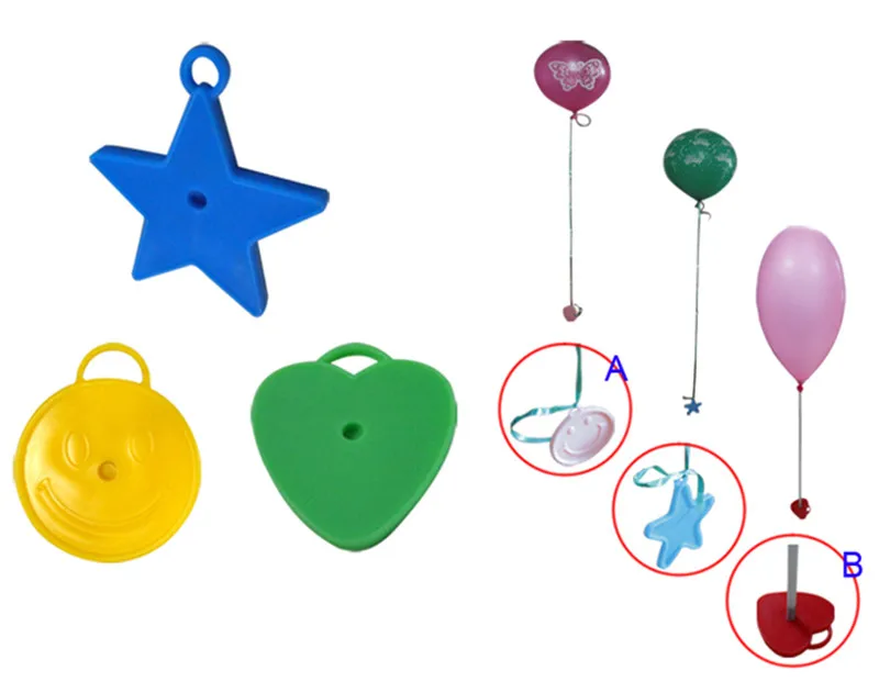200pcs/lot Heart round star balloon pendants plastic latex base beautiful party helium bearing |