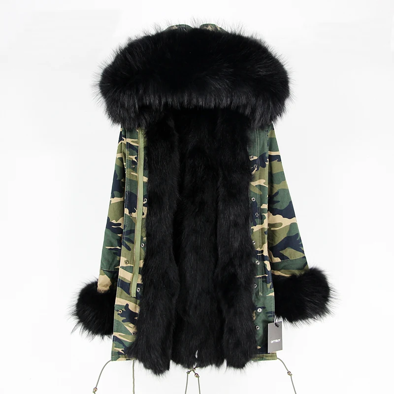 OFTBUY 2019new parkas зимняя куртка женская парка натуральный мех пальто натуральный большой енот меховой воротник Лисий меховой вкладыш