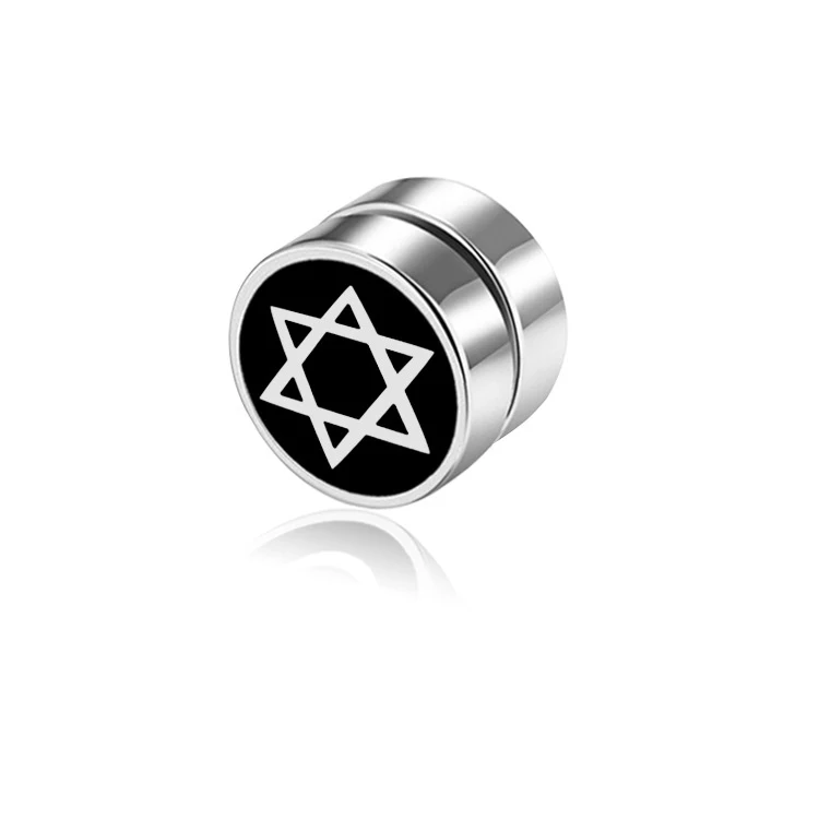 1 пара, 2 шт., титановая сталь, без отверстия для ушей, мужские, женские серьги, трендовые, круглый магнит, магнитные, волшебные серьги-клипсы, звезда/Череп/крест
