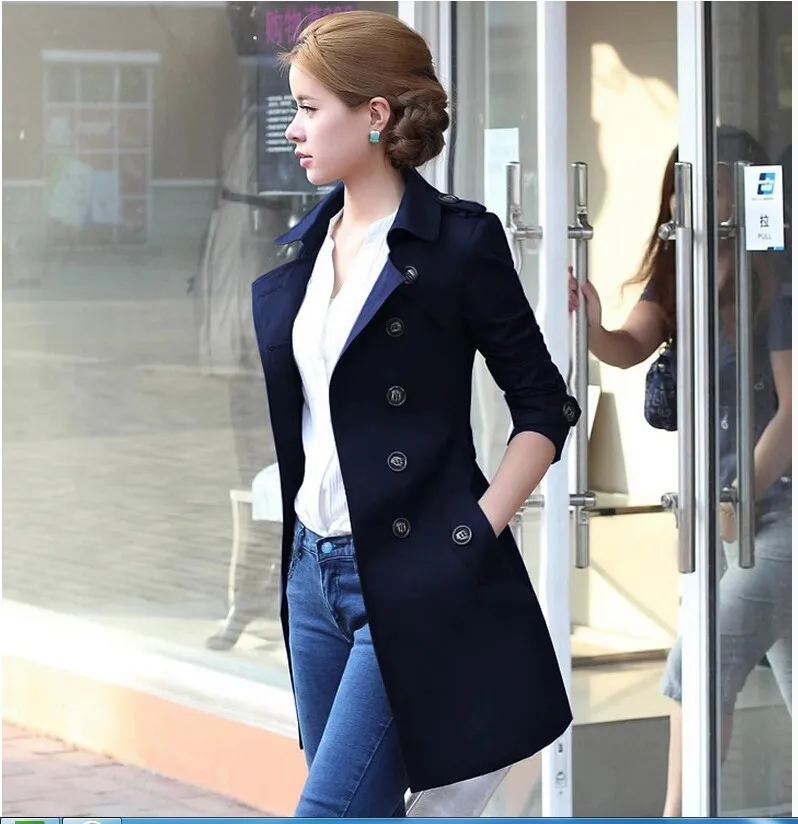 Новинка весеннее пальто с поясом женское тонкое тренчкот средней длины Женский