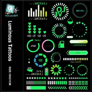 Технология Rocooart, знаки татуировок, светящиеся поддельные татуировки, знаки татуировки, светящиеся в темноте, водостойкие временные татуировки наклейки