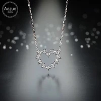 aazuo real 18k white gold real diamonds ij si micro paved lovely heart free pendent necklace gifted for women birthday au750