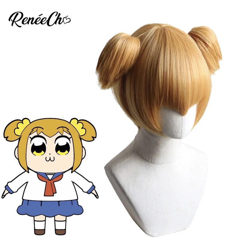 Cosplay Poputepipikku Popuko женский синтетический парик желтый аниме косплей костюм на