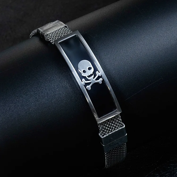 Танинь 2018 тенденция Titanium стали мужской браслет в стиле панк Homme мужские с черным
