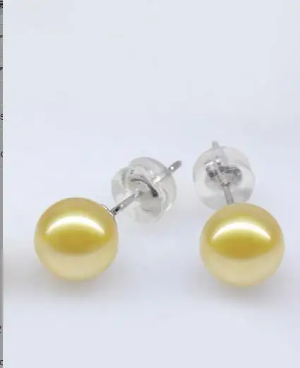 

Серьги с золотым жемчугом, Круглые, 10-11 мм