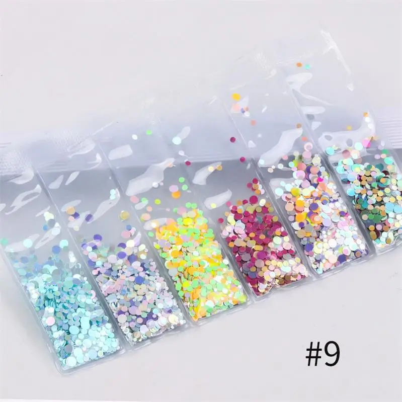 6 Patterns/Bag Holographic Glitter Shining Nail Sequins Mixed Size Crystal Clear AB Non Hotfix Flatback Rhinestones For Nail - Цвет: Pattern-9