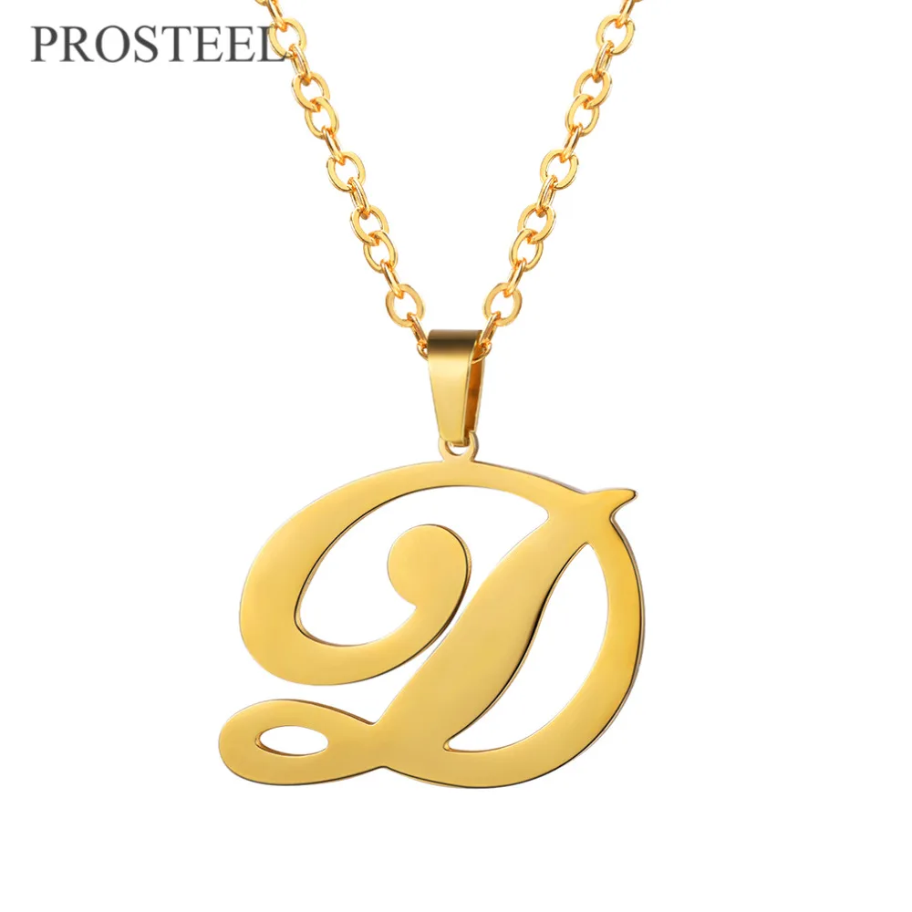 Pro Сталь золото Цвет письмо Цепочки и ожерелья первоначальное название D подвеска