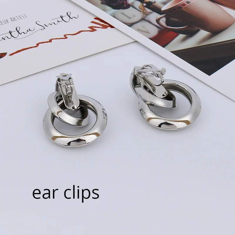 silver clip Трендовые золотые серьги-клипсы ZA, без пирсинга для женщин, модные макси-клипсы для женщин, подарки для вечеринки, ювелирные изделия Brincos - Окраска металла: silver clip