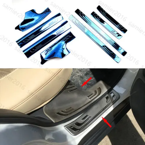

8x silver Fit For Honda CRV CR-V 12-16 Steel Door Sill Scuff Plate Trim Cover Pad