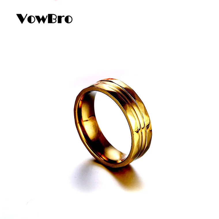 VowBro Gold-color Rhombus Surface Wedding Rings for Women Men Stainless Steel Couple Jewelry Promise Band Alliance Bijoux | Украшения и